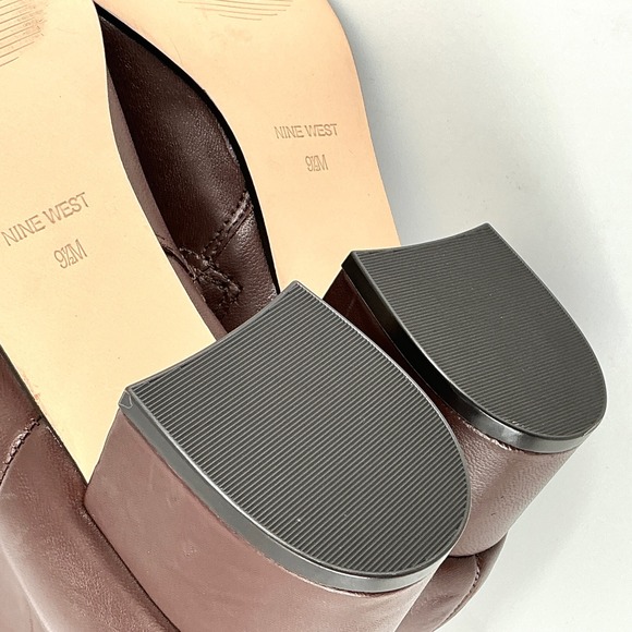 Nine West Size 9.5 Brown Leather Pointed Block Heel Ankle Boots NEW Maribu $149 - Picture 14 of 16